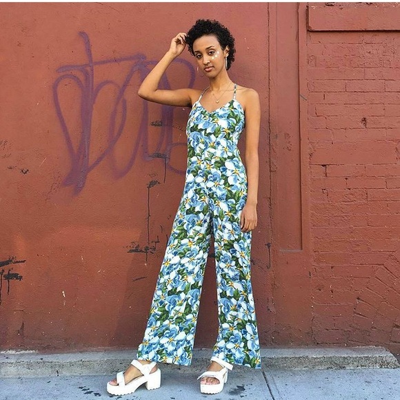 American Apparel Pants - American Apparel floral print wide-leg Jumpsuit